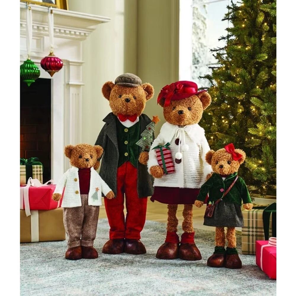 Member's Mark Plush Bear Family Set 4 Christmas Holiday Decor - Picture 3 of 3